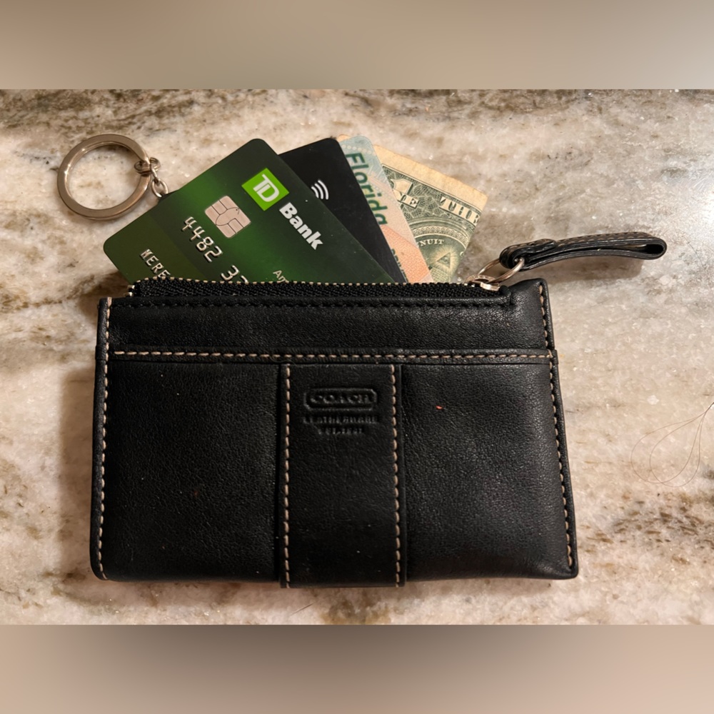 Coach brown leather keychain wallet. New, barely used. Genuine leather.